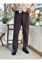 Pleated Baggy Fabric Trousers Brown - 4