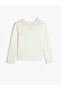 Pajama Top with Embroidered Detail Buttoned Round Neck Long Sleeve - 2
