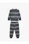 New Year Printed Pajama Set Cotton - 2