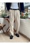 Pleated Baggy Fabric Trousers Cream - 2