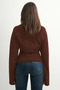 Crew Neck Waist Fitted Wide Sleeve Brown Blouse E9128 - 3