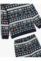 New Year Printed Pajama Set Cotton - 3