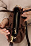 Brown Women's Nubuck Small Size Lined Bag Stylish, Elegant Shoulder and Hand Bag for Evening and Invitations - 8