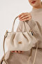 Beige Women's Nubuck Small Lined Bag – Elegant Shoulder and Hand Bag for Chic, Evening and Invitations - 7
