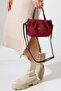 Burgundy Women's Nubuck Small Lined Bag – Stylish, Elegant Shoulder and Handbag for Evening and Invitations - 3