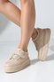 Beige Women's Velcro Casual Sports Shoes High Sole - Stylish Design with Color Options