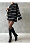 Black and White Striped Oversize Knit Sweater