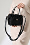 Black Women's Nubuck Small Lined Bag – Stylish, Elegant Shoulder and Handbag for Evening and Events - 6