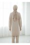 Women's Beige Color Scuba Fabric Hijab Tunic with Pocket Detail - 2