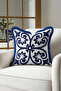 Elegant Palace-Inspired Fringed Pillowcase-Blue White Mediterranean Modern Tassel Throw Pillow Cover