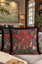 Medieval Tapestry Elegance Fringed Pillowcase - Artistic Gothic Red Black Tassel Throw Pillow Cover - 8