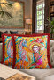 Artistic Striped Colorful Zebra Fringe Pillowcase-Tropical Orange Red Throw Pillow Cover with Tassels - 8