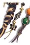 Handmade Wooden Beaded Brown Cream and Black Suede Drawstring Gold Detailed Bag Charm Keychain - 5