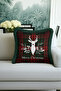 Luxury Plaid Deer Themed Fringed Pillowcase - Christmas Rustic Red Green Tassel Throw Pillow Cover - 3