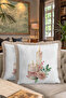 Romantic Candle Flower Arrangement Fringed Pillowcase - Elegant Natural Rustic Beige Tufted Throw Pillow Cover - 8