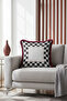 Luxury Chess Checkered Fringed Pillowcase - Retro Dotted Burgundy Edged Tassel Throw Pillow Cover - 5