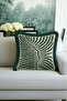 Tropical Leaf Motif Fringed Pillowcase - Natural Green Botanical Modern Tufted Throw Pillow Cover