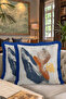 Luxurious Textured Abstract Art Fringed Pillowcase - Timeless Modern Blue Orange Tassel Throw Pillow Cover - 8
