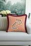 Vintage Fish Illustration Stylish Fringed Pillowcase-River Themed Striped Burgundy Tassel Throw Pillow Cover - 2