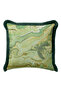 Green Marble Luxury Fringed Pillowcase - Natural Waves Emerald Gold Color Tufted Throw Pillow Cover