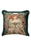 Art Nouveau Fringed Pillowcase - Romantic Female Figure Bohemian Green Tassel Throw Pillow Cover - 3