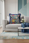 Ethnic Patterned Fringed Pillowcase - Vibrant Bohemian Colorful Blue Edged Tassel Throw Pillow Cover - 3