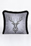 Noble Deer Figured Fringed Pillowcase - Nordic Rustic Gray Black Tassel Throw Pillow Cover