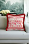 Nordic Winter Motif Fringed Pillowcase-Christmas Themed Red Rustic Tassel Throw Pillow Cover with Deer - 2