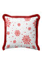 Red Snowflake Fringed Pillowcase - Winter Themed Modern White Red Tassel Throw Pillow Cover - 5