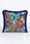 Vibrant Boho Mosaic Fringe Pillowcase - Colorful Eclectic Blue Yellow Tassel Throw Pillow Cover - 3