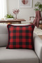 Luxury Plaid Fringed Pillowcase - Checkered Modern Burgundy Red Tufted Throw Pillow Cover - 2