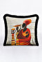 Ethnic African Art Fringed Pillowcase - Bohemian Orange Black Tassel Throw Pillow Cover - 3