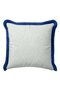 Elegant Leaf Motif Fringed Pillowcase - Natural Nordic Blue Tufted Throw Pillow Cover - 3