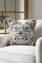 Elegant Palace Motif Luxury Fringed Pillowcase-Antique Floral Detailed Green Cream Tufted Throw Pillow Cover - 5
