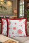 Red Snowflake Fringed Pillowcase - Winter Themed Modern White Red Tassel Throw Pillow Cover - 8