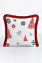 Winter Garden Fringed Pillowcase - Snow Themed Modern Red Gray Tufted Throw Pillow Cover - 2