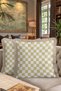 Luxury Checkered Fringed Pillowcase - Vintage Modern Style Beige Gold Color Tassel Throw Pillow Cover - 8