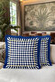 Royal Geometric Fringe Pillowcase - Elegant Modern Navy Blue Gold Color Tassel Throw Pillow Cover - 6