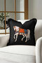 Luxury Horse Figured Fringed Pillowcase - Elegant Ethnic Black Gold Color Tassel Throw Pillow Cover - 5