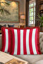 Striped Red Fringed Pillowcase - Vibrant Retro Style Red and White Tassel Throw Pillow Cover - 8