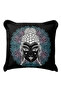 Mandala Figure Fringed Pillowcase - Spiritual Bohemian Black Tassel Throw Pillow Cover