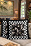 Flowers and Daisies Fringed Pillowcase - Romantic Garden Black and White Tassel Throw Pillow Cover - 8
