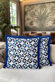Iconic Geometric Motif Fringed Pillowcase - Mediterranean Theme Navy Blue Tassel Throw Pillow Cover - 6