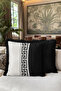Greek Inspired Luxury Fringed Pillowcase - Geometric Black White Modern Tufted Throw Pillow Cover - 6