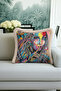Artistic Texture Portrait Fringed Pillowcase - Colorful Bohemian Energetic Themed Tassel Throw Pillow Cover - 4
