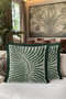 Tropical Leaf Motif Fringed Pillowcase - Natural Green Botanical Modern Tufted Throw Pillow Cover - 6