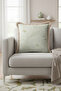 Elegant Striped Floral Motif Fringed Pillowcase - Natural Nordic Green Tufted Throw Pillow Cover - 2