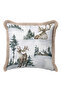 Winter Scenery Fringed Pillowcase - Christmas Rustic Gray Beige Tassel Throw Pillow Cover - 2