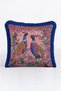 Luxury Bird Motif Fringed Pillowcase - Elegant Floral Garden Bohemian Blue Tassel Throw Pillow Cover
