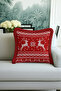 Nordic Deer Motif Fringed Pillowcase - Red Winter Themed Retro Tassel Throw Pillow Cover - 3
